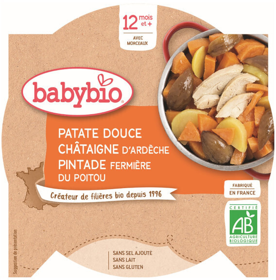 Babybio Menus - Patate douce, châtaigne et pintade (230 g)