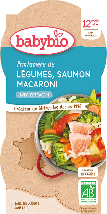 Babybio Menus - Légumes, saumon et macaroni (2x200 g)