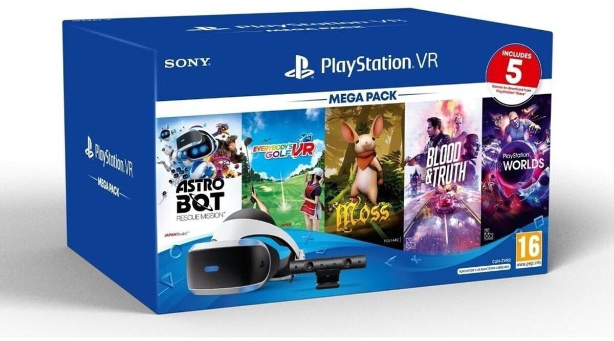 Buy Sony PlayStation VR V2 + PlayStation Camera + Mega Pack - Astro Bot: Rescue Mission Everybody's Golf VR + Moos + Blood & Truth + PlayStation VR Worlds from £467.83 (Today) – Best Deals on idealo.co.uk
