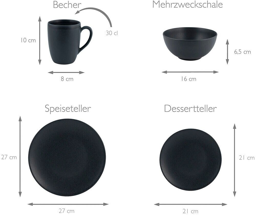 CreaTable Kombiservice Soft Touch Black (16-tlg.) ab 59,99 € |  Preisvergleich bei