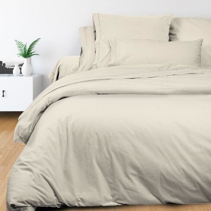 Soleil d'Ocre Housse de couette Camille 240 x 260 cm écru