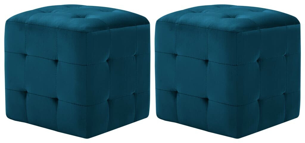 VidaXL Pouf cube en velours bleu (2 pièces)