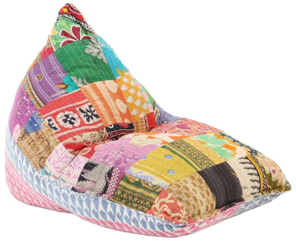 VidaXL Canapé pouf tissu patchwork multicolore
