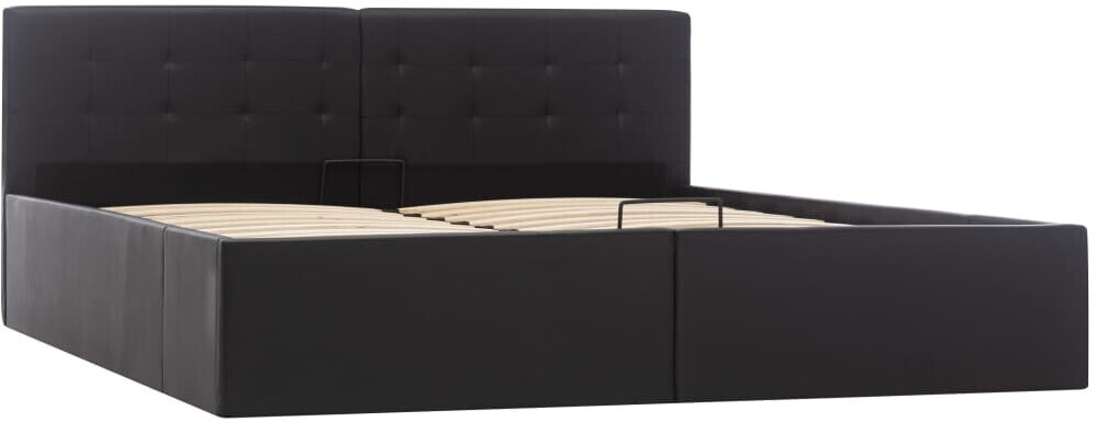 VidaXL Lit avec rangement hydraulique en similicuir noir 160 x 200 cm