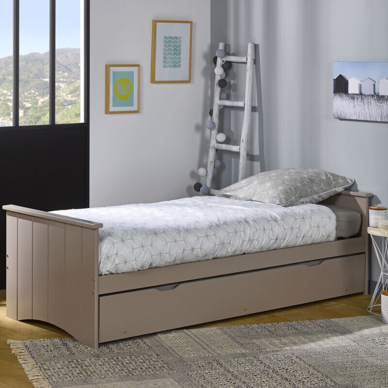 Ebac (literie) Lit gigogne en bois 80 x 190 cm lin
