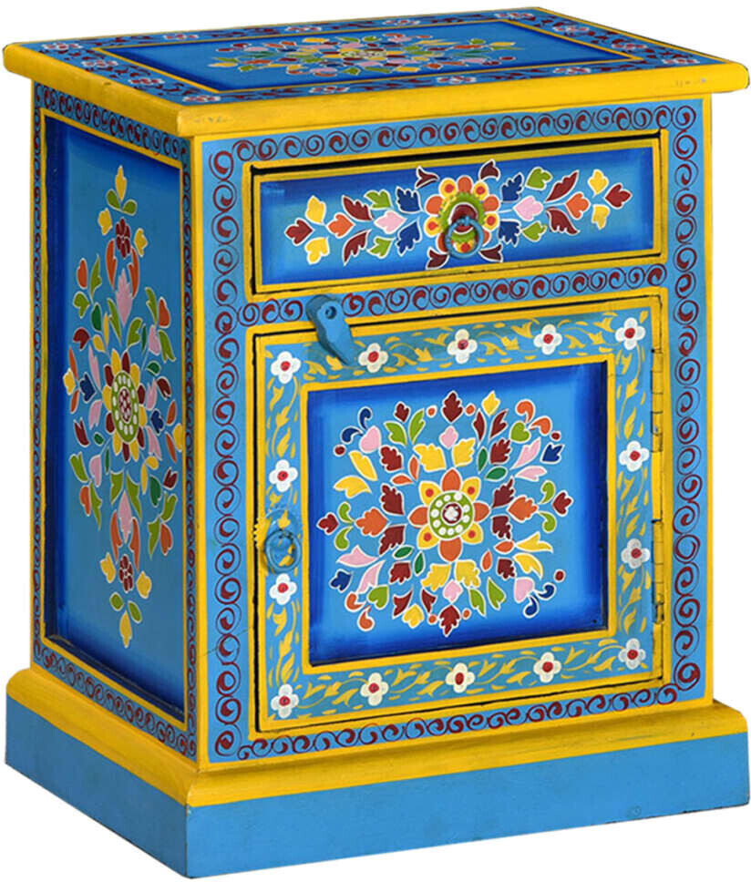 vidaXL Hand Painted Bedside Cabinet - Turquoise