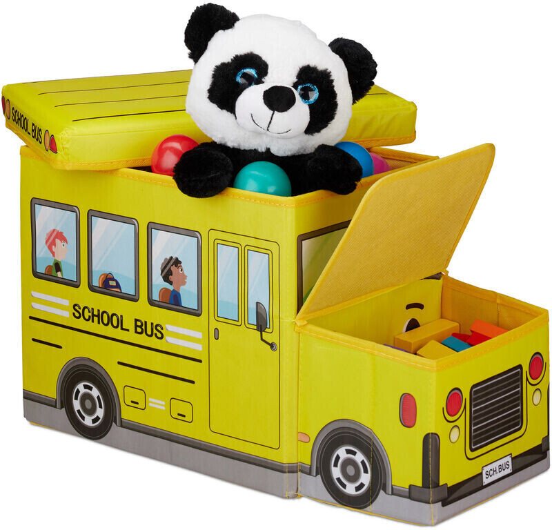 Relaxdays Storage Box 50L School Bus Yellow
