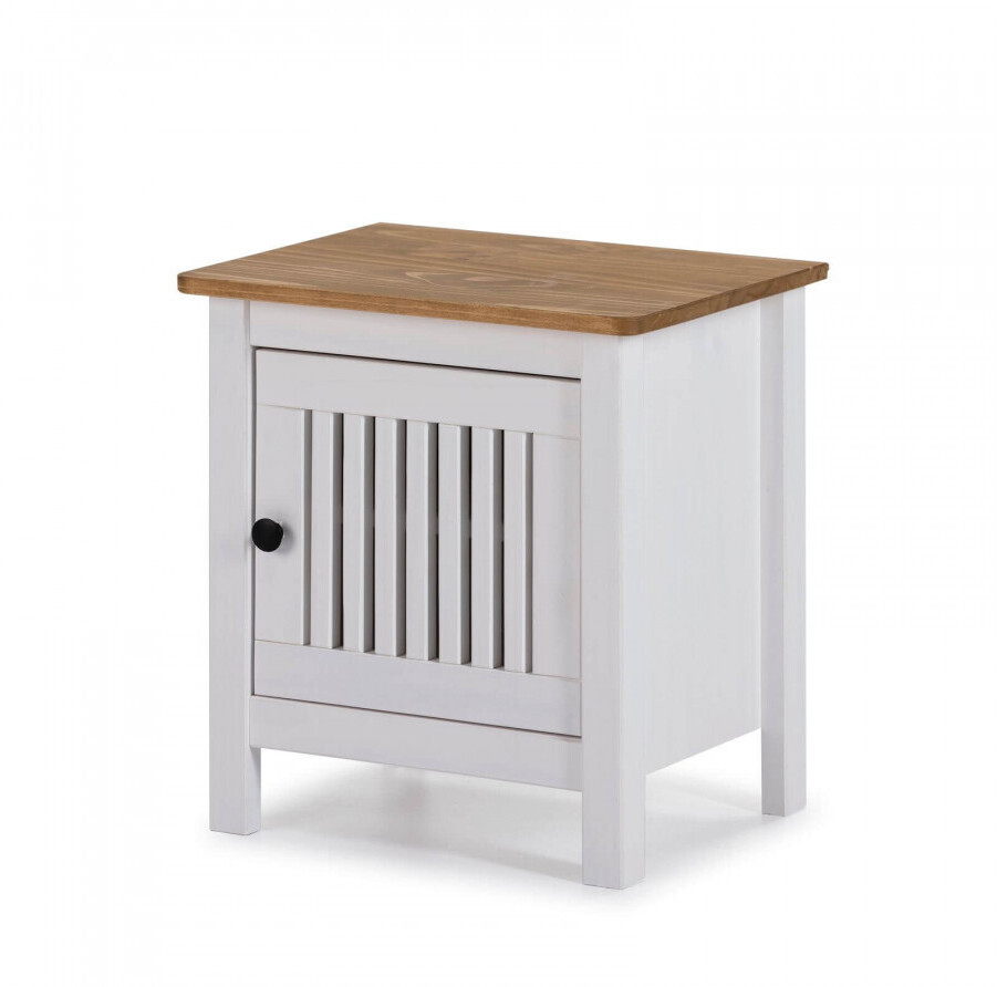 Bobochic Table de chevet Capri blanc/bois