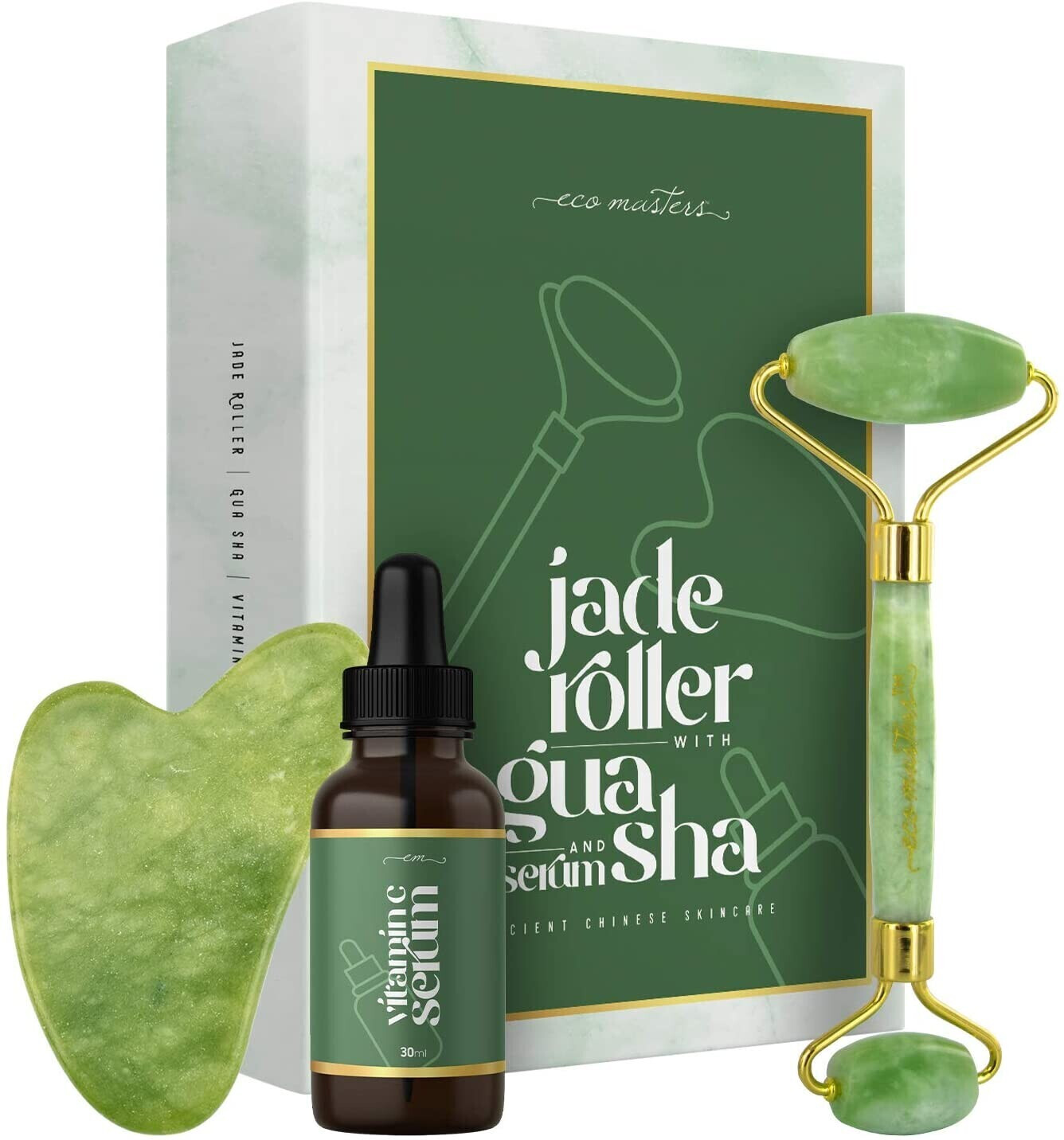 Eco Masters Coffret rouleau jade visage et sérum (3 pcs)
