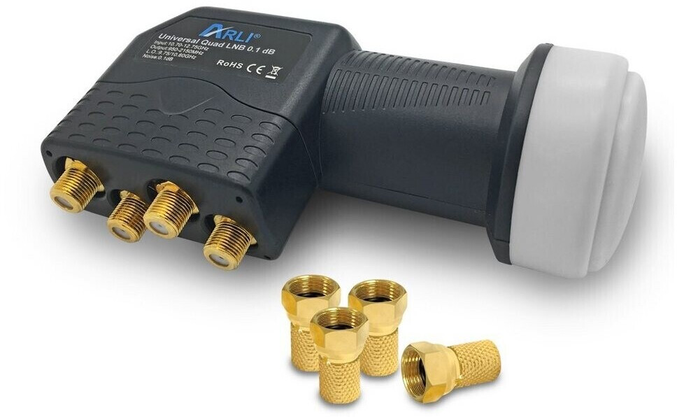 Arli Quad LNB + 4x F-Stecker vergoldet