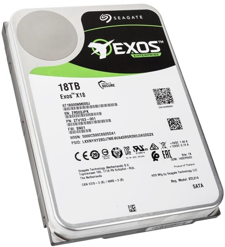 Disque dur 18 TB Seagate Enterprise EXOS X18 HDD SATA (ST18000NM001G)