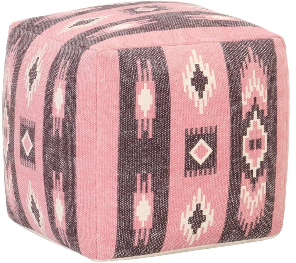 VidaXL Pouf tissé multicolore en coton rose