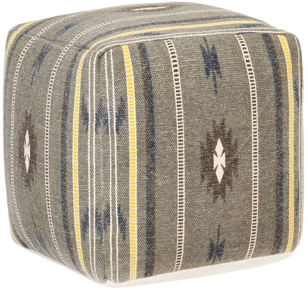 VidaXL Pouf tissé multicolore en coton vert