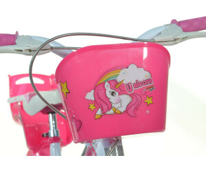 16 Zoll Kinderfahrrad Einhorn mit Stützrädern pink
