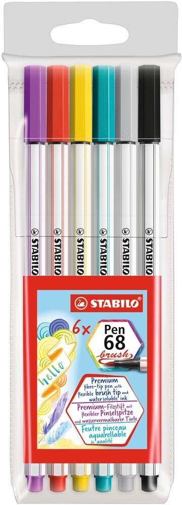 STABILO Pen 68 brush Premium-Filzstift 6er Kunststoffetui ab 6,40 €