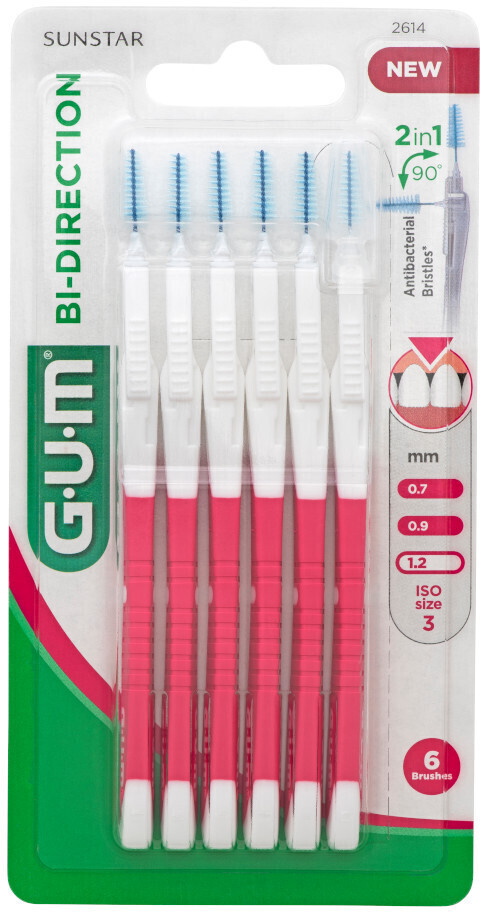 G.U.M Bi-Direction Interdental Brush 1,2 mm pink (6 pcs)