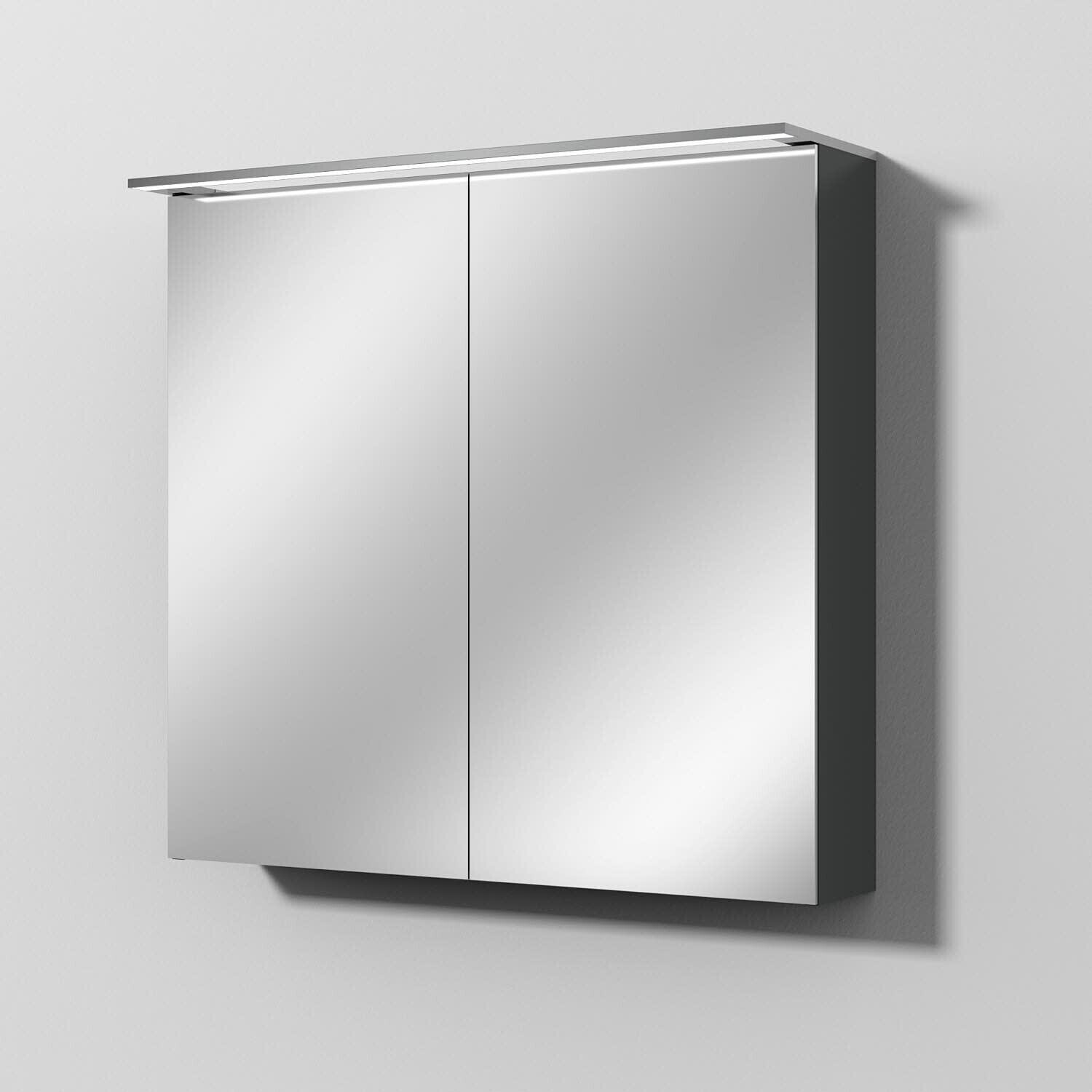 anthrazit | 783,48 mit ab Spiegelschrank Preisvergleich matt Reflection Sanipa (SD15222) 80x76x14,9cm MALTE LED-Beleuchtung € bei