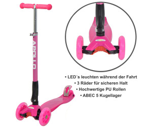 Tri-Scooter für Kinder mit leuchtenden Rädern (ab 2 Jahren) – Pink