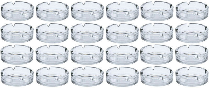 Glas Aschenbecher 10 cm - RUND oder ECKIG - Klassischer Tisch Ascher im 6er  oder 24er Set