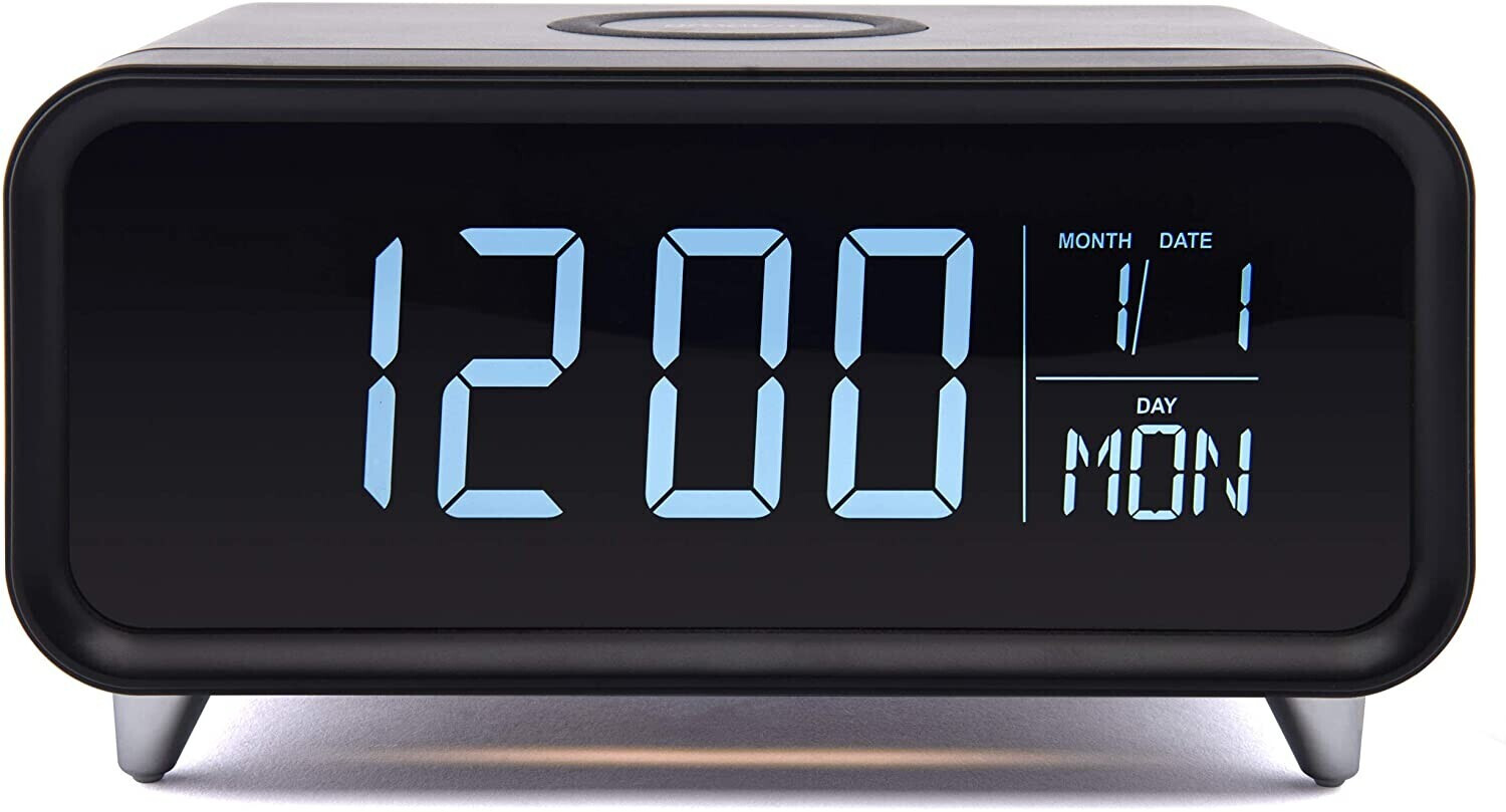 Groov-e Clock Radio with USB & Wireless Charging Black