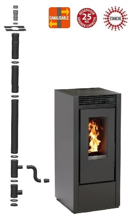 Interstoves Marina 14 kW étanche avec kit conduit 100/150 noir