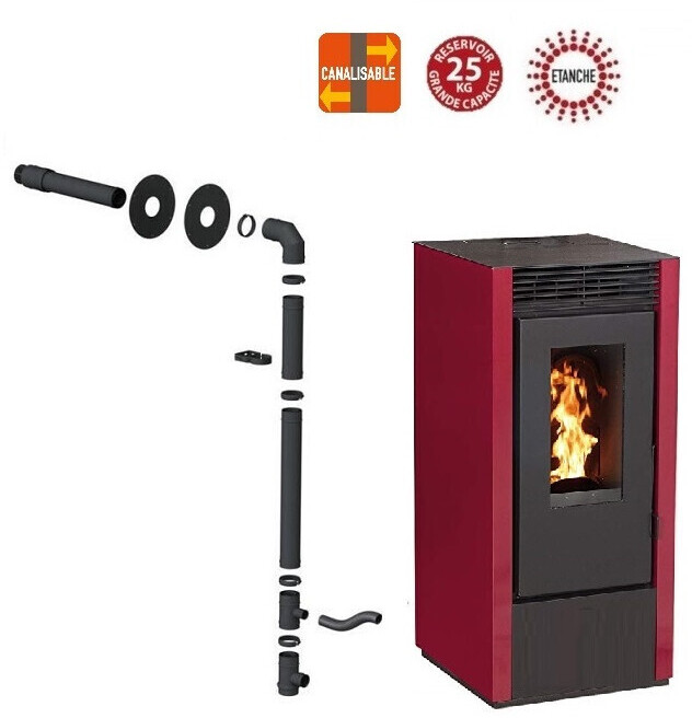 Interstoves Marina 14 kW étanche avec kit conduit sortie ventouse bordeaux