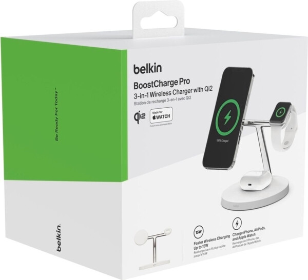 Belkin BOOST CHARGE PRO Drahtloses 3-in-1-Ladegerät mit MagSafe Weiß, Bild 4