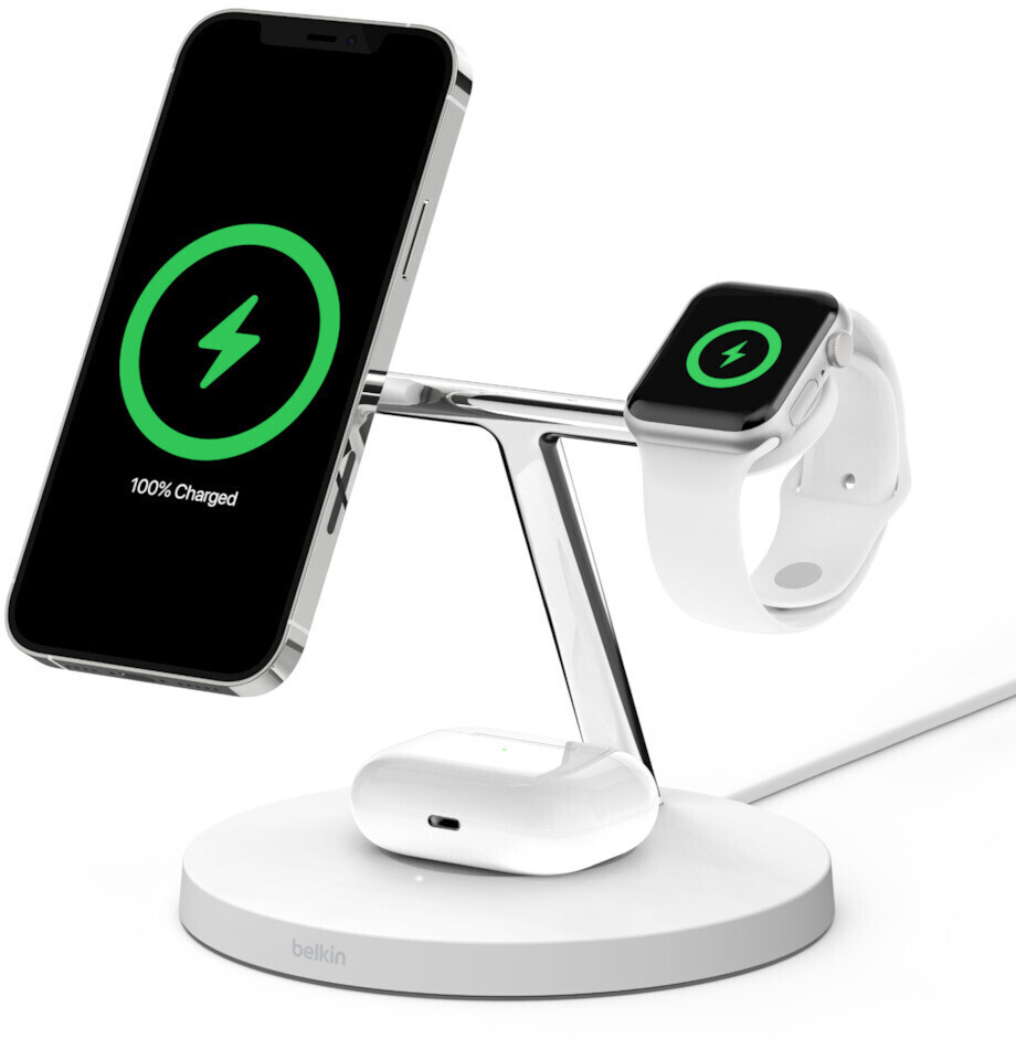 Belkin BOOST CHARGE PRO Wireless Charging 3in1 Station with MagSafe White