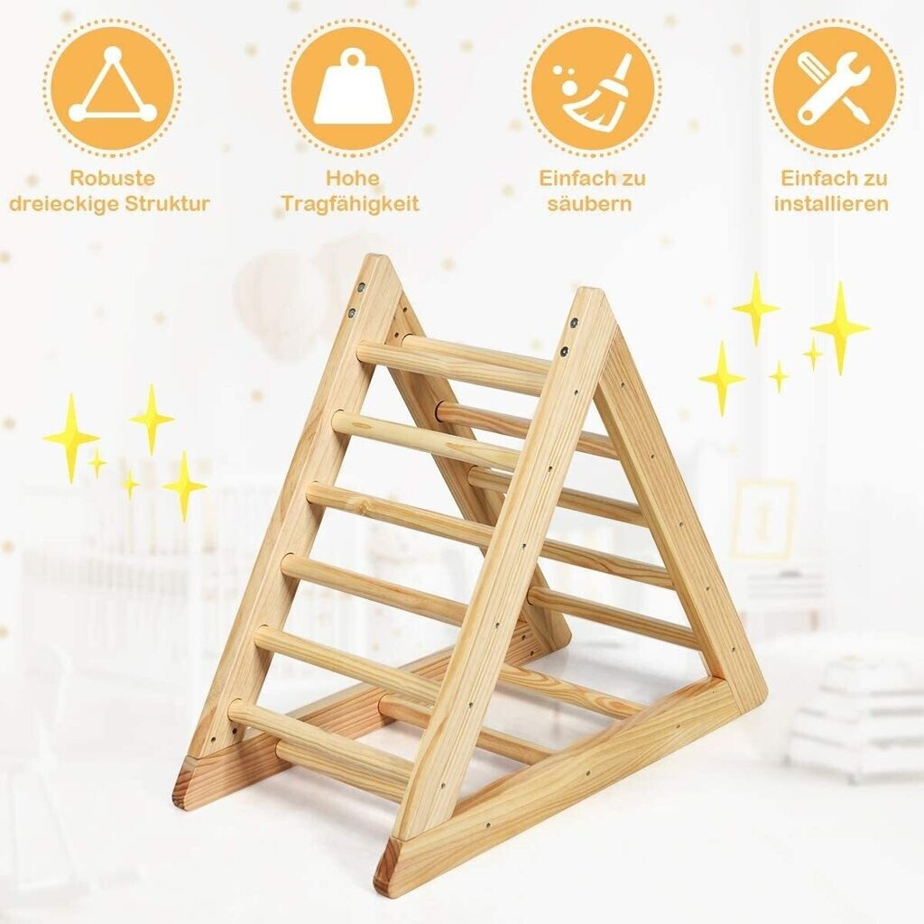 Costway Kletterdreieck aus Holz Klettergerüst für Kinder ab 3 Jahren ab