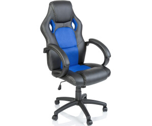 Tresko Racing Chefsessel Bürostuhl Drehstuhl Schalensitz Bürosessel Schreibtischstuhl 606 (RS-014) schwarz/blau photo