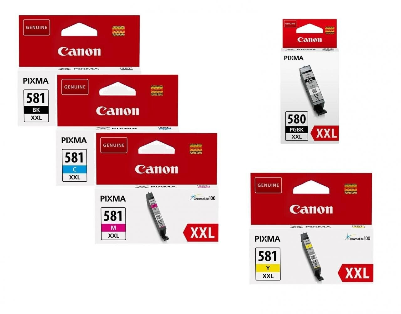 Canon PGI-580PGBK XXL / CLI-581 XXL offre : 2x noir + 3x couleur (marque  123encre) Canon
