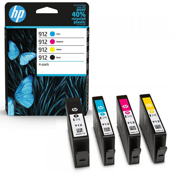 HP 912 Officejet Value Pack - jaune, cyan, magenta - 125 feuille(s) - A4 -  90 g/m² - cartouche imprimante/kit papier