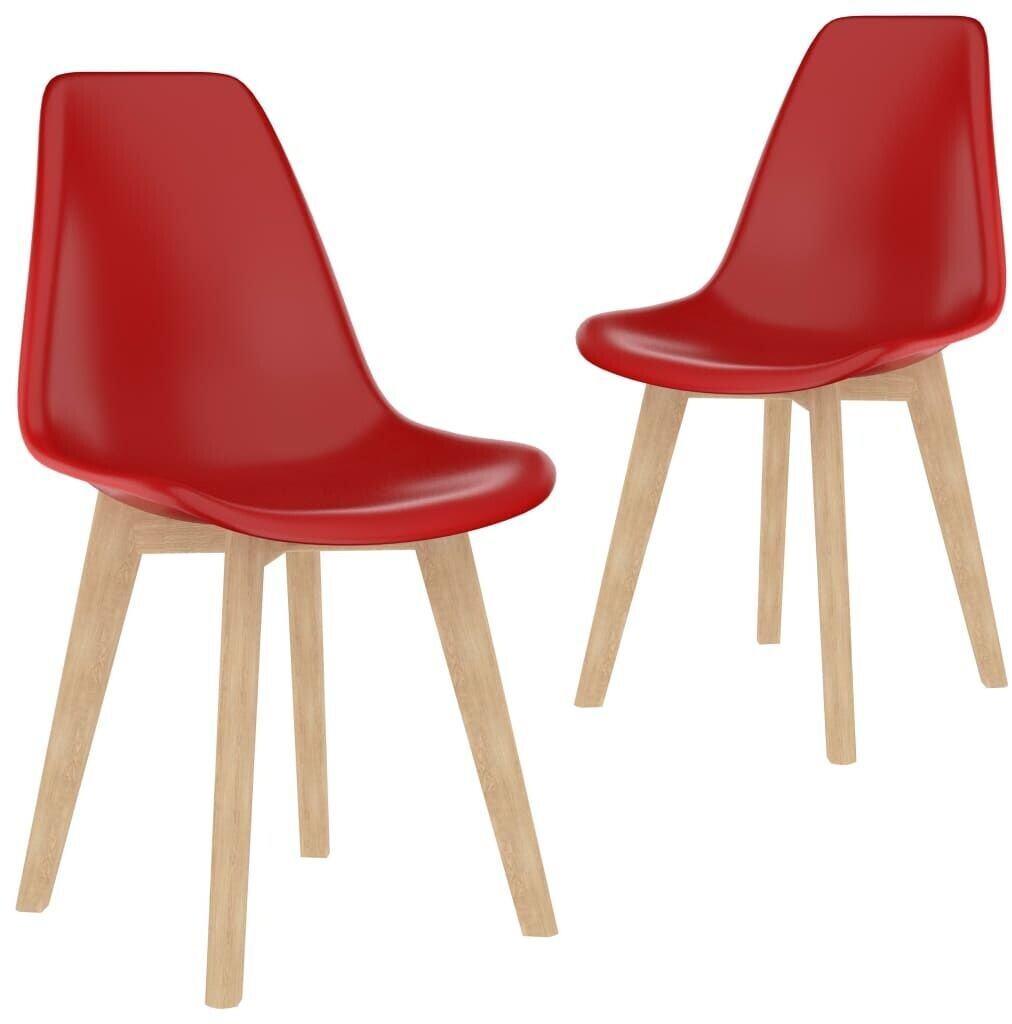 vidaXL Dining Chair Plastic Seat Wooden Legs