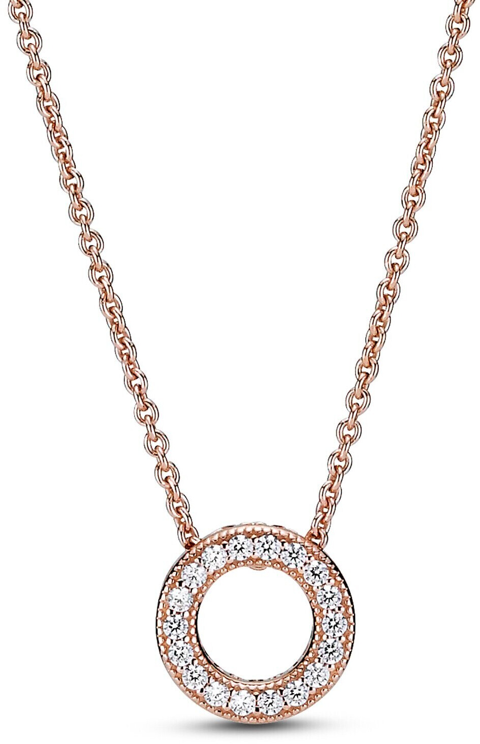 Pandora Logo Pavé Circle Collier Necklace Rose gold plated