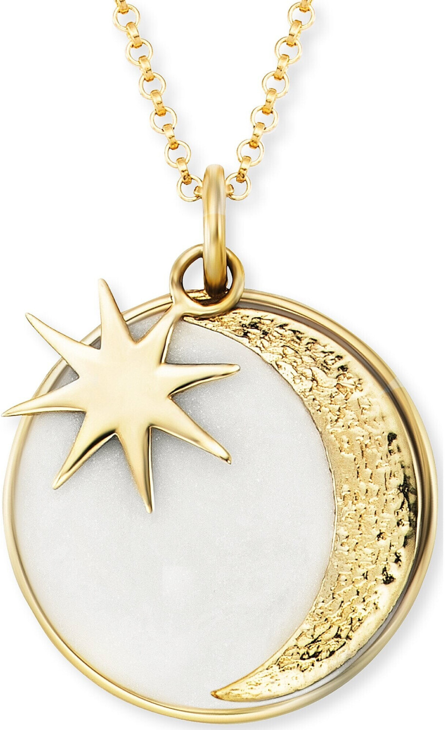 Engelsrufer Necklace Sun, Moon & Star gold with enamel (ERN-MOON-PE-G)