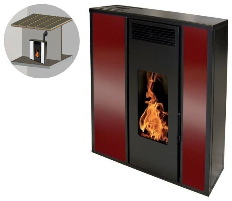 Interstoves Tessa 10 kW étanche concentrique avec kit conduit sortie ventouse bordeaux