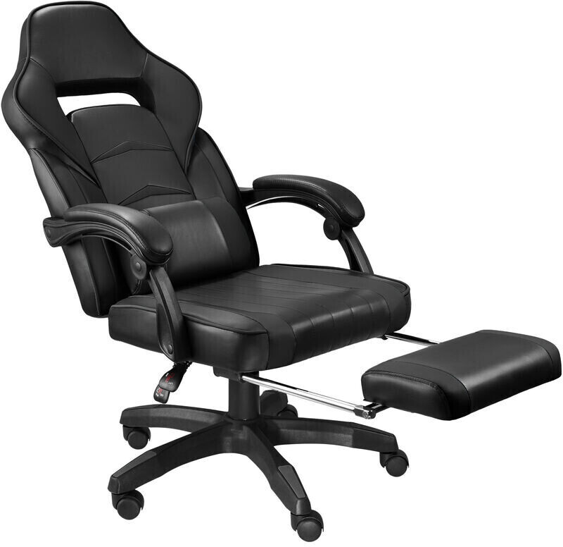 TecTake Racing Office Chair with Footrest Black