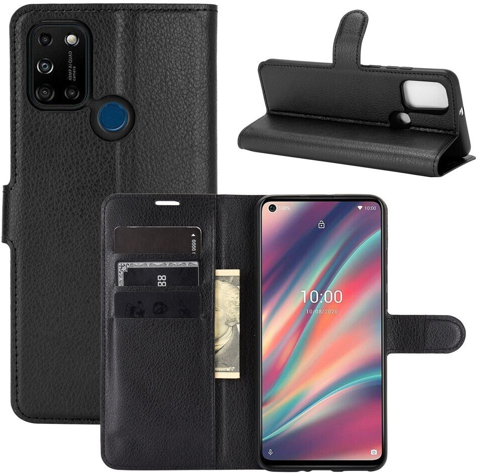 Housse Portefeuille Flip Pour Wiko View 5 Plus – Noir, 3 Fentes Cartes, Protection Renforcée