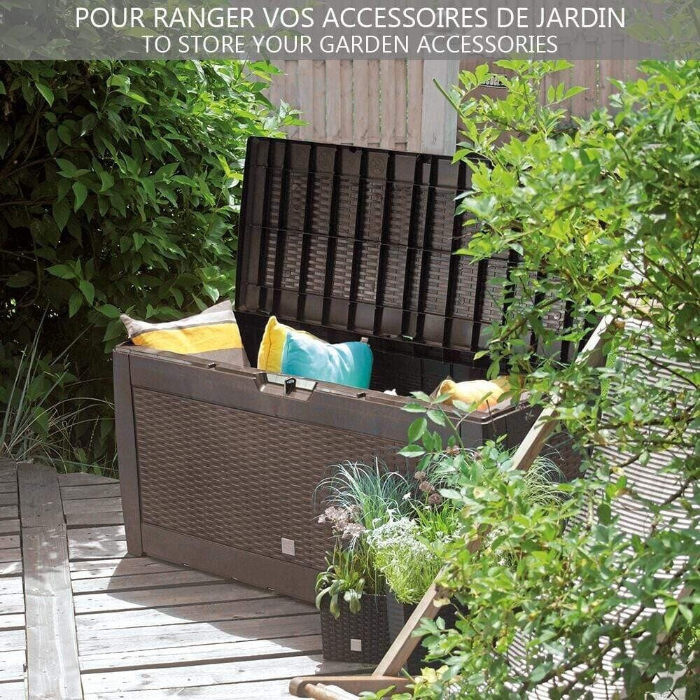 Vounot Coffre de rangement extérieur 310 L en PP marron