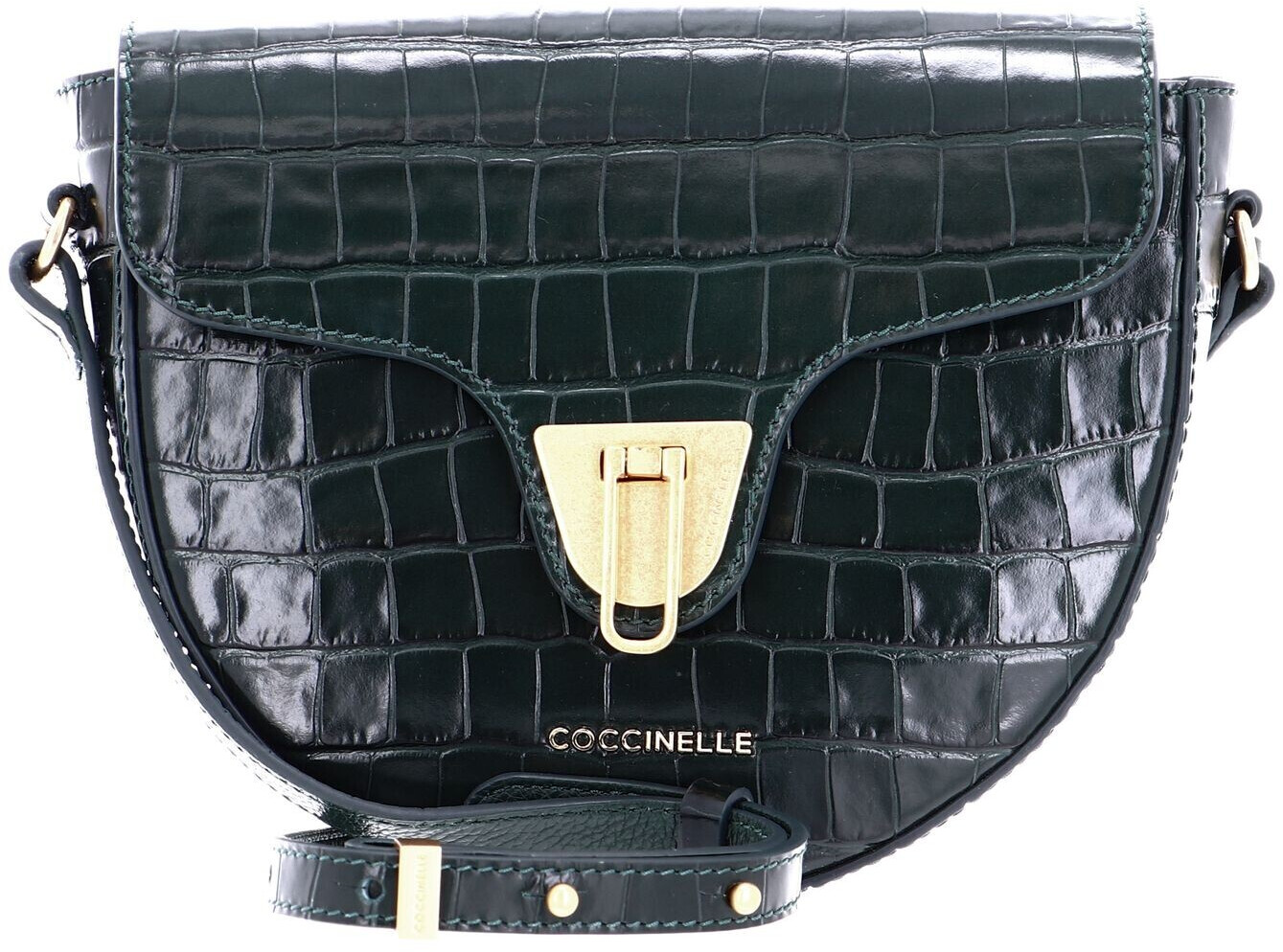 Coccinelle Beat Croco Shiny Soft Crossover Bag mallard green