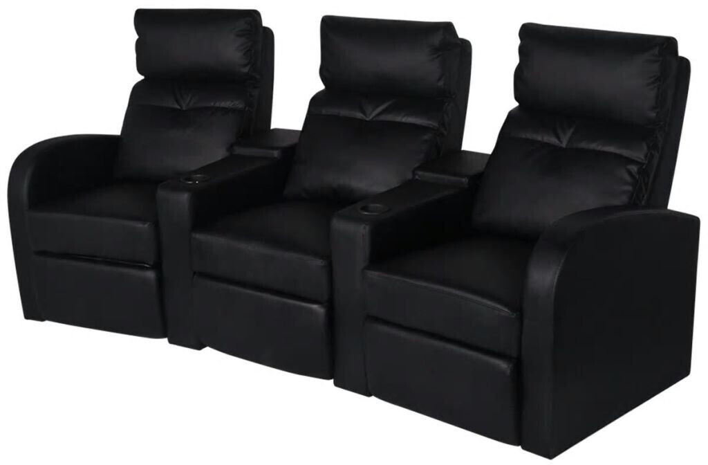 vidaXL Cinema 3-Seater Black