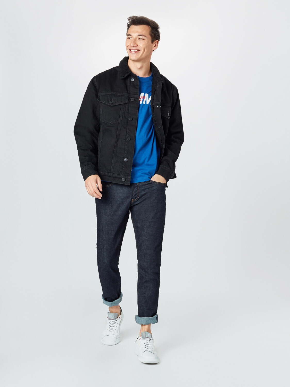 Tommy Hilfiger Sherpa Lined Oversized Denim Trucker Jacket (DM0DM09782