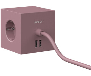 Square 1 Extension Cord With Usb / Magnet, Old Pink - Avolt @ RoyalDesign