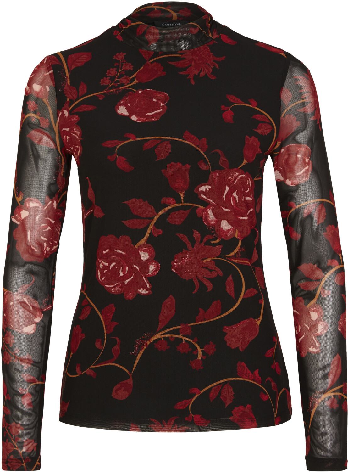 Comma Mesh Top (81.010.31.7983) black red roses