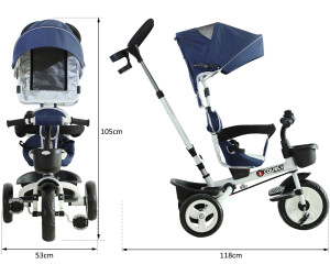 Homcom - Triciclo bebé 4 en 1 negro, Triciclos