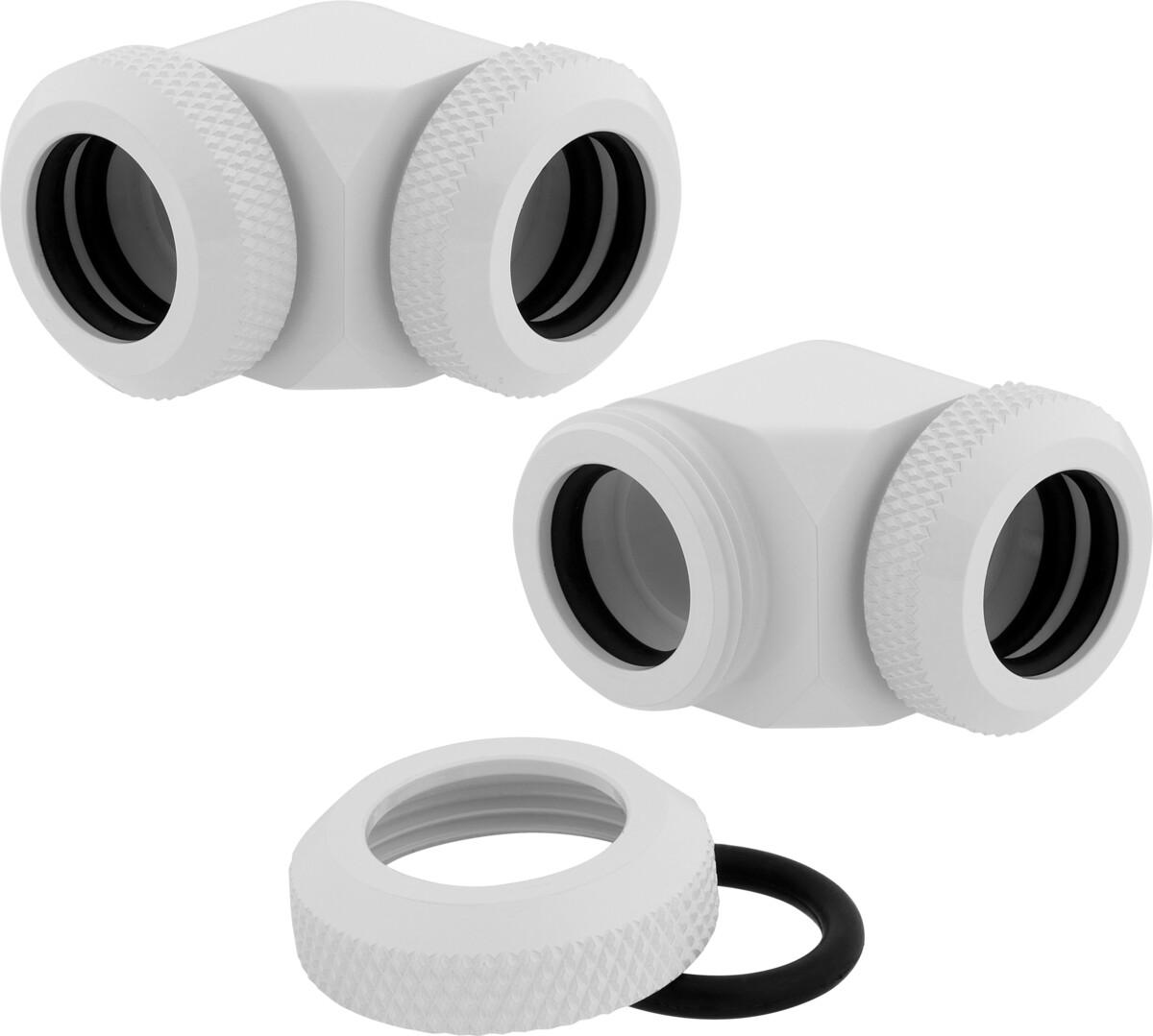 Corsair Hydro X Series XF Hardline 90° 12mm OD Fitting Twin Pack - blanc