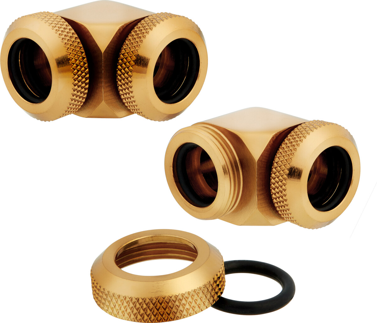 Corsair Hydro X Series XF Hardline 90° 12mm OD Fitting Twin Pack - Gold