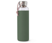 Glas Auslaufsicher Wasserflasche mit Schutzhülle Schwarz und Blum 600ml