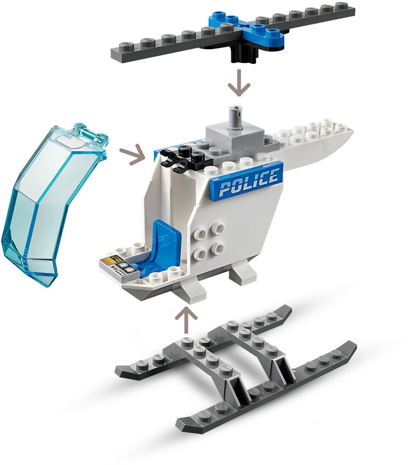 Lego® city - le transport de l'hélicoptère de la police, jouet de