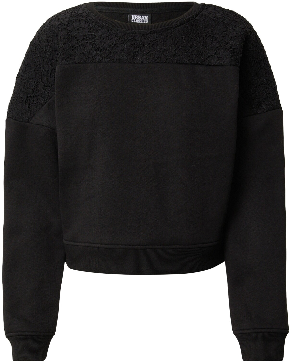 Urban Classics Ladies Short Oversized Lace Inset Crew (TB4022-00007-0037) black